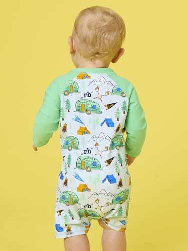Image of RUGGEDBUTTS Baby /Toddler Boy Swimsuit, One Piece Zipper Rash Guard Sunsuit with UPF 50+ Sun Protection