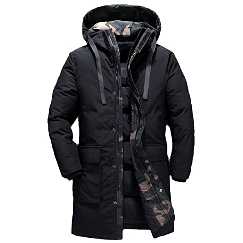 Veste d'hiver longue en duvet de canard pour homme noir XL