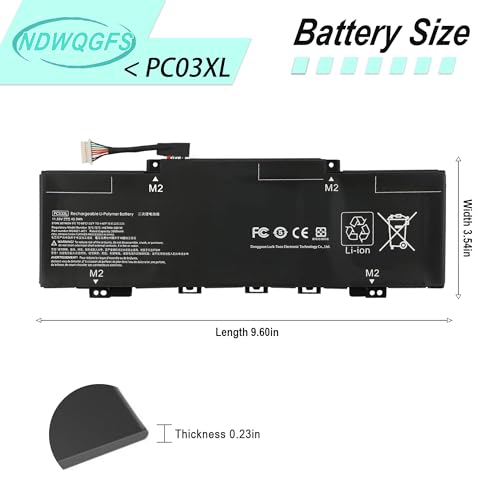Image of PC03XL Laptop Battery Replacement for HP Pavilion x360 14-dy 14-dw 15-er Pavilion Aero 13-be Envy x360 14-ES Series 11.55V 43.3Wh Compatible with M24648-005 HSTNN-OB1W M24421-AC1