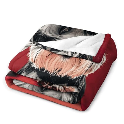 Plaid imprimé schnauzer doux en flanelle chaleureuse pour le repos - 4