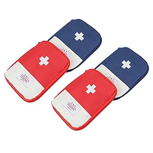 4 Pack 7 x 5 Travel Mini First Aid Pouch, Portable Outdoor First Aid Medical Bag Multi-function Emergency Medicine Storage Bag (Red & Blue)