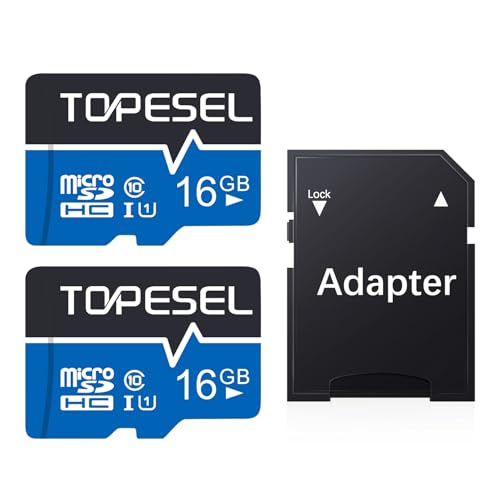 Image of TOPESEL 16GB Micro SD Card 2 Pack Memory Cards with Adapter SDHC UHS-I Flash Memory Card Micro TF Card for Smartphone, Camera, Dash Cam(2 Pack 16GB)