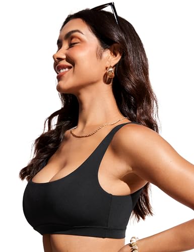 CRZ YOGA Womens Scoop Neck Bikini Tops Wide Straps U Back Bathing Suit Swimsuit Push Up Padded Sports Bra4