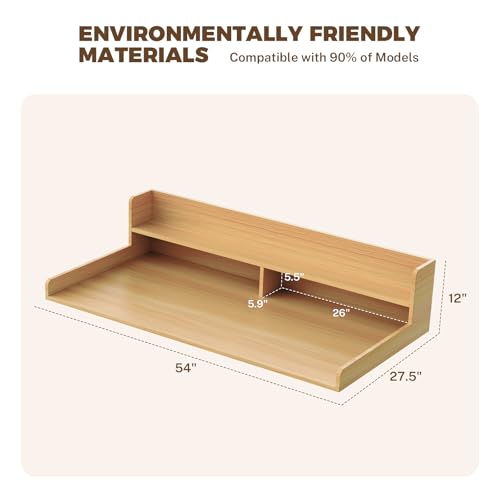 FAHKNS 2-Tier Washer Dryer Countertop - One-piece(Not Piece-Joined) Solid Wood Laundry Topper with Anti-Slip Mat, 54" Width Waterproof Laundry Room Organization, Light & Save Space, Oak by FAHKNS - Image 2