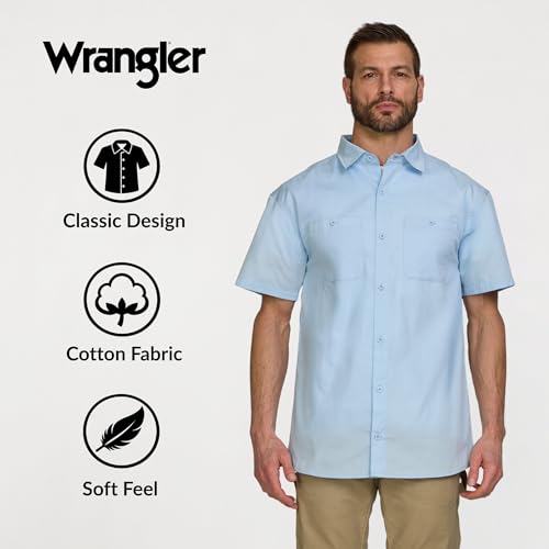 Wrangler Men's Big and Tall Short Sleeve Poplin Button Up Shirt Relaxed Fit - image 5