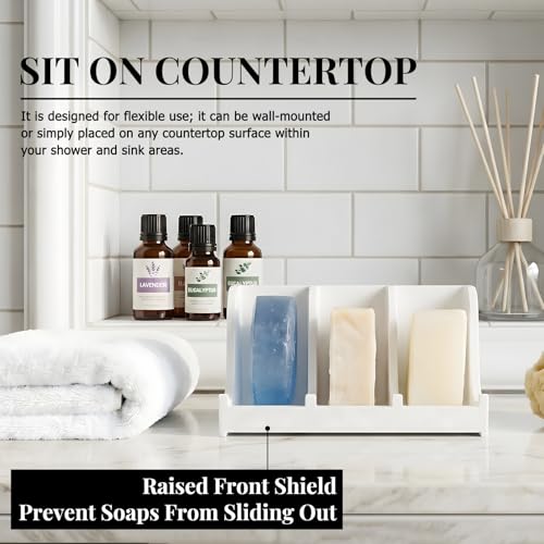 Image of Soap Holder for Shower Wall, 3-Compartment Soap Dish [Patent Pending]