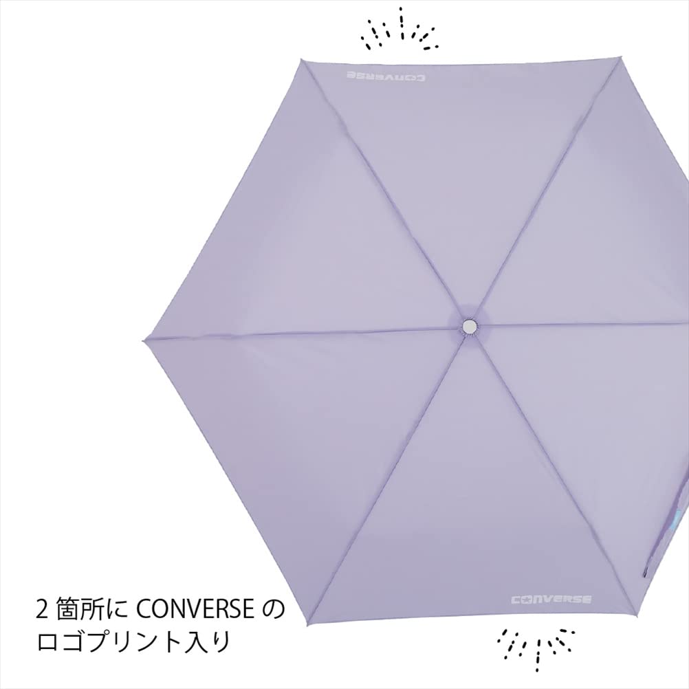 Ogawa 20284 Parapluie pliable pour enfant Ouverture à la main 6 baleines Bleu Converse Uni Logo One Point Poignée antibactérienne Imperméable Bleu 55 cm, bleu, 55cm