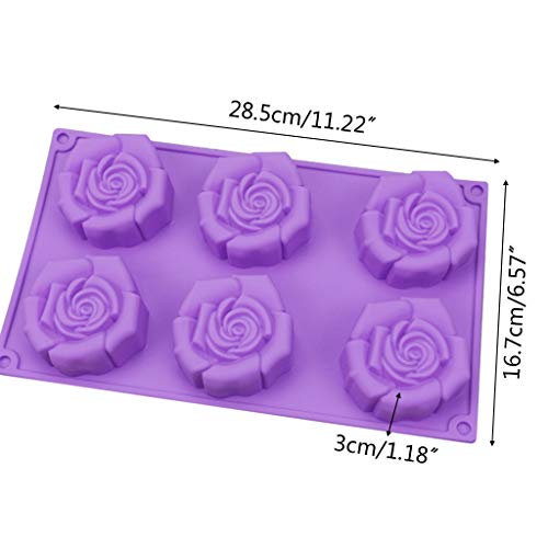 HELYZQ Molde de silicone rosa de 6 furos para bolo, chocolate, geleia, vela, sabonete artesanal, fer