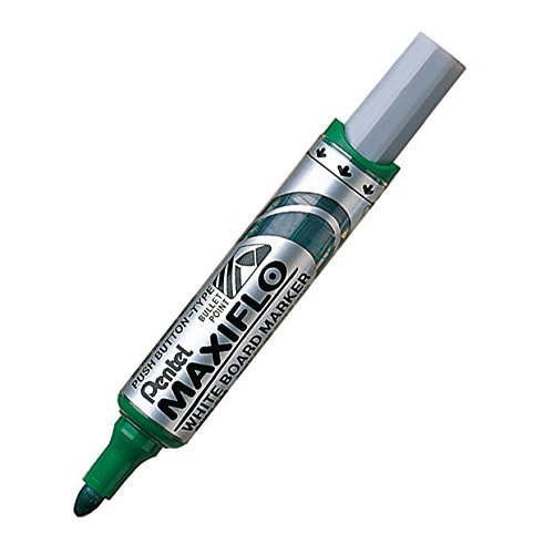 Pentel Maxi Marker, trocken abwischbar, für Whiteboards, Rundspitze, Flüssigtinte, Basis, Alkohol, Grün, 12 Stück