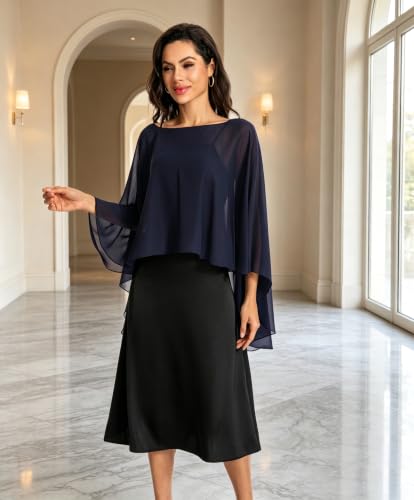 Image of Baoqiya Chiffon Capes Sheer Capelets Long Cape Poncho For Women Plus Size