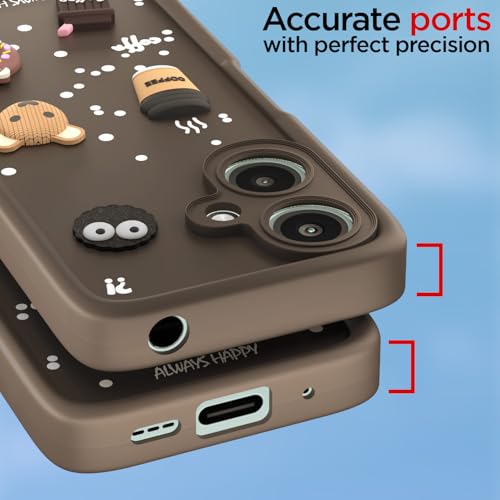 Image of Pikkme Bumper Case for Redmi 13C 5G / Poco M6 5G | Cute Fun Cartoon 3D Bear Silicone Full Body Protection Back Cover (Brown) | Cute