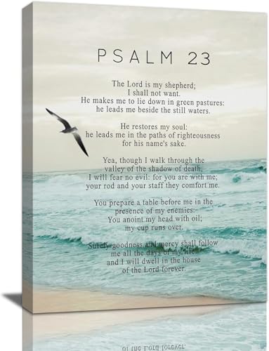 Psalm 23 Wall Art Psalm 23 Canvas Wall Decor Scripture Bible Verse Prints Painting Christian Religous Framed Artwork for Bedroom Living Room Church 24"x20"