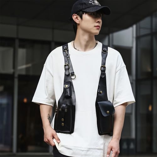 Anti-Theft Bag with Shoulder Harness, Retro Leather Adjustable Underarm Double Shoulder Bag for Men Hidden Anti-Theft Wallet2