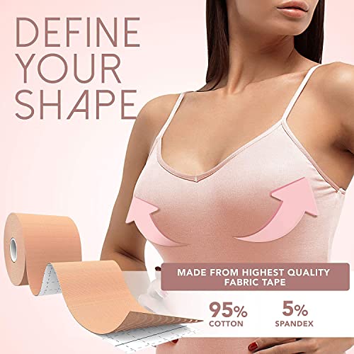 Image of RECLUSE Boob Tape with 10pcs Nipple Cover & 36pcs Fashion Tape Double Sided Body Tape Adhesive Strapless Bra & Heavy Breast Support - Boobs Tape for Women Clothes - Waterproof Tape