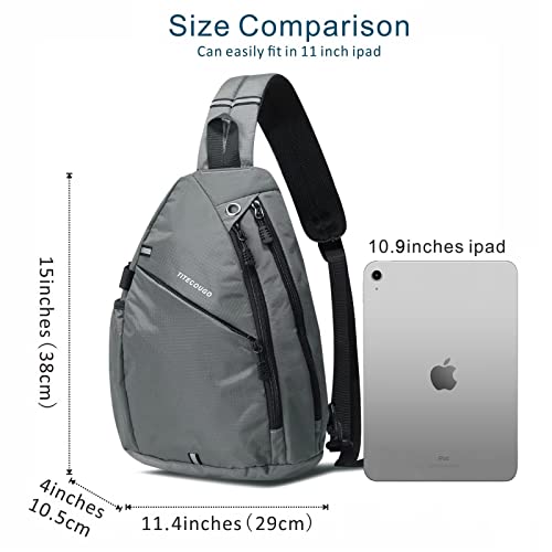 Titecougo Sling Backpack Travel Shoulder Bag Lightweight Chest Daypack One Strap Crossbody Bags Camp Day Packs For Women And Men Hiking Accessories Large Gray #TOP5