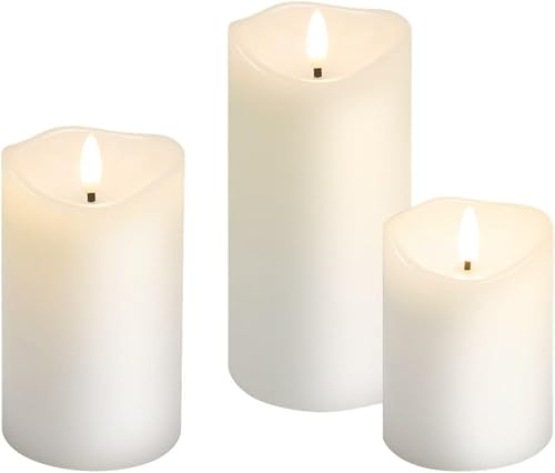 goobay 3er-Set LED-Kerzen mit Timerfunktion – weiß, batteriebetrieben, 3D-Docht, warmweiß (2700 K), stilvolle LED-Kerzen für Wohnzimmer, Esszimmer, Adventszeit, Tischdeko – sicher und elegant (77779)