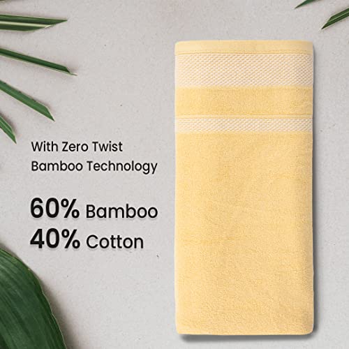 Image of Zero Twist Bamboo Towels for Bath | Ultra Soft, Highly Absorbent, Quick Dry, Anti Bacterial Bamboo Bath Towel for Men & Women || 450 GSM, 29 x 59 Inches (2, Yellow)