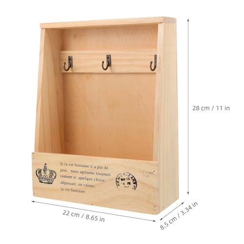 Caja para llaves de madera con diseño vintage multifuncional de pared 3