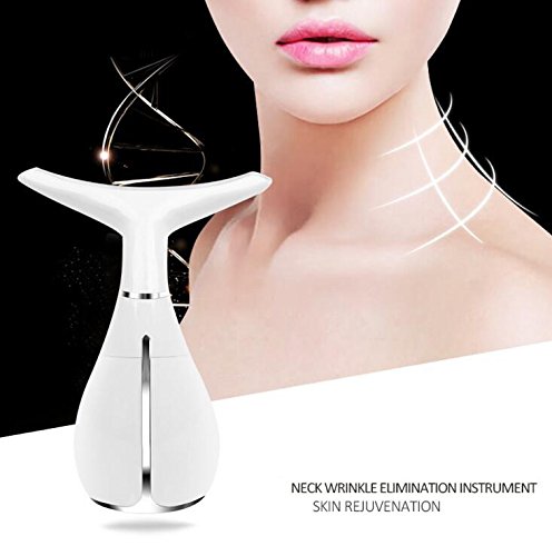 iRSE Neck Wrinkle Remover, Skin Massage Therapy, Anti-Aging Skin Care, Double Chin Reducer, Skin Heat Vibration Massager (White + Pink)