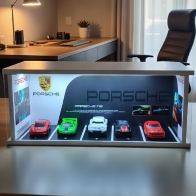 Image of Art Monk Premium LED Luxury Car Diorama Display Case for Diecast Models | Wooden Frame Car Garage Display Box with LED Light | Dustproof Collector Showcase