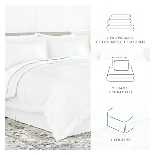 Juego de cama de microfibra de 8 piezas blanco y ropa de cama suave 6