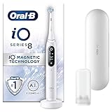 Oral-B iO8 Electric Toothbrushes For Adults, App Connected Handle, 1 Toothbrush Head & Travel Case, 6 Modes with Teeth Whitening, 2 Pin UK Plug, White