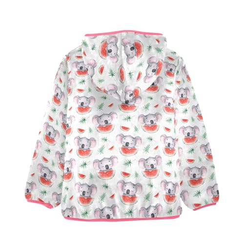 Wombat Watermelon Toddler Fleece Jacket Baby Girls Hooded Zipper Long Sleeve Thick Warm Outerwear 3-10 Years2