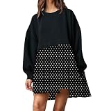 Vestido de sudadera de gran tamaño para mujer, manga larga, cuello redondo, sin botones, ajuste relajado, mini vestido para mujer, vestidos ajustados casuales, Negro-1, XL