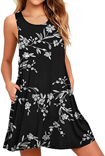 WEACZZY Women Summer Casual Swing T Shirt Dresses Beach Cover Up Loose Dress with Pockets