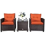 Tangkula 3 Pieces Patio Furniture Set, PE Rattan Wicker 3 Pcs Outdoor Sofa Set...