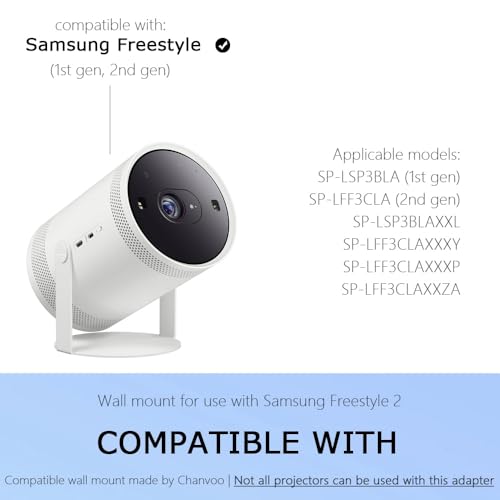 Image of Drill Free Wall Mount Compatible with Samsung Freestyle Projector Ceiling Mount, Freestyle 2 Accessories Steel Wall Mount Shelf (White)