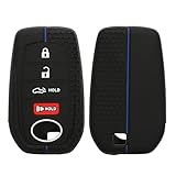 kwmobile Carcasa Compatible con Llavero de Toyota Venza Highlander Tundra Corolla 2019-2024 Autoschl�ssel Funda - Funda para Mando de Coche de Silicona - Negro/Azul
