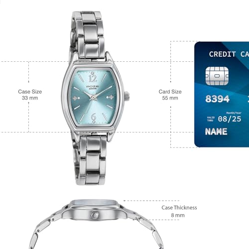 Image of Sonata Poze 8 Quartz Analog with Blue Dial IPS Stainless Steel Strap Watch for Women - SP80166SM01W