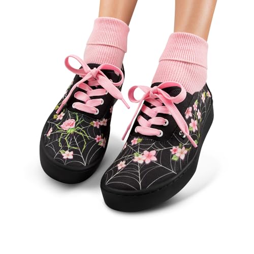 Image of Hot Chocolate Design All-Day Women's Lace-Up Sneakers | Canvas Upper, Cushioned Footbed with Arch Support, Flexible Rubber Outsole, Vegan Construction, Casual Everyday Sneakers