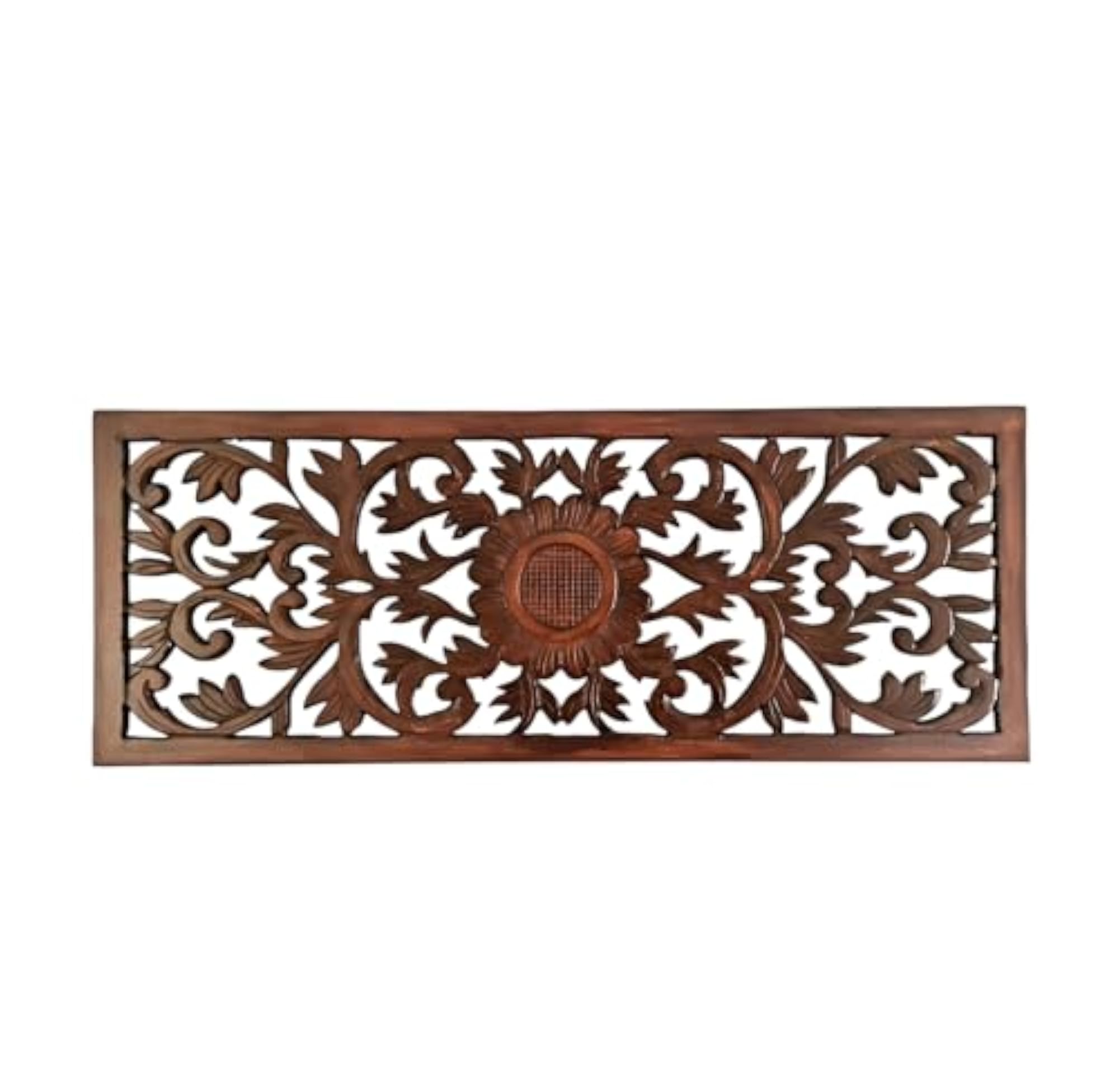 Wooden Wall Panel Rectangular Handcarved Art Sculpture