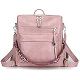 ZOCILOR Women's Fashion Backpack Purse Multipurpose Design Convertible Satchel Handbags and Shoulder Bag PU Leather Travel bag (Light Pink)