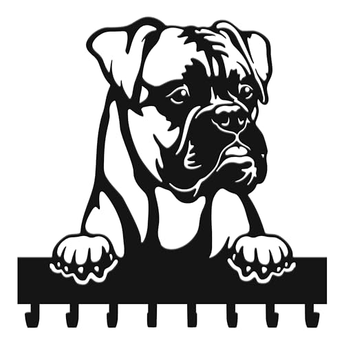 Porte-clés mural en forme de chien avec 8 crochets, porte-clé mural moderne pour entrée, cuisine, idée cadeau, décoration maison, porte laisse chien mural (boxer)