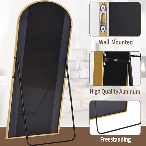 Image of OGCAU Floor Full Length Mirror 81 inchx41 inch Large Arched Full Body Mirror, Gold