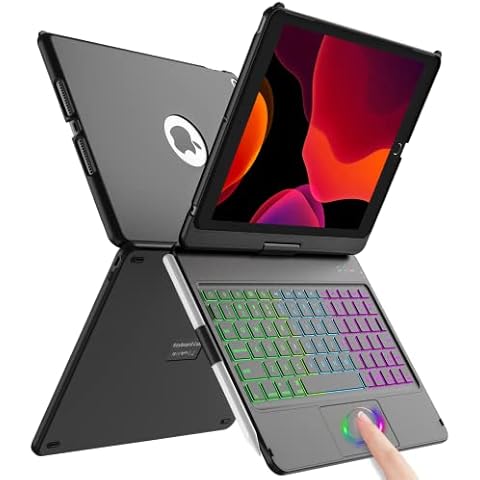 iPad 10.2 inch Case with Keyboard, Touchpad Keyboard Case for iPad 8th Generation(2020) & iPad 7th Generation(2019), 7 Colors Backlit-360° Rotatable-BT 5.0 Case for iPad 8th/7th Cover