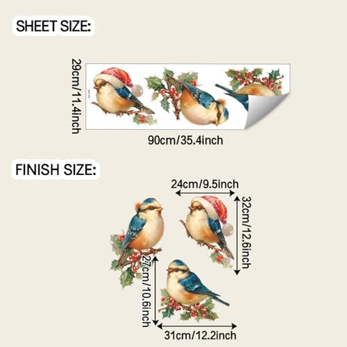 Vinilos decorativos Achang para pared con aves azules de Navidad miniatura 2