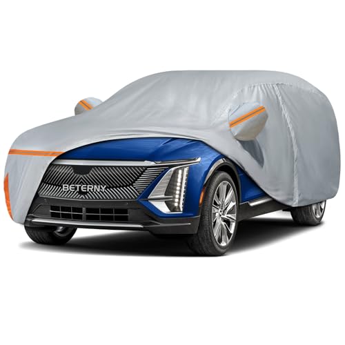 Image of Car Cover for 2022-2026 Cadillac Lyriq, Waterproof Custom-fit All Weather Sun Rain UV Dust Snow Protection Outdoor Lyriq Full Car Cover with Door Zipper and Cotton Lining-Grey