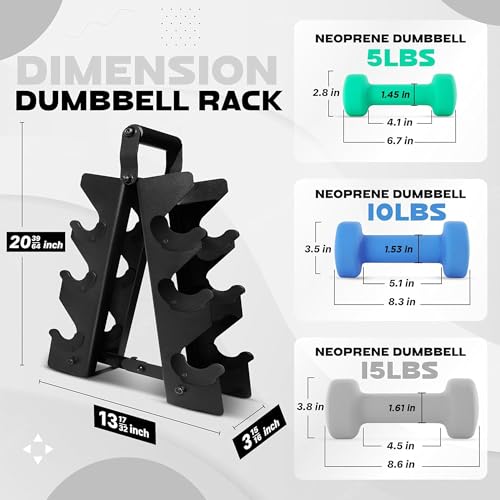 Image of Yes4All Neoprene Coated Dumbbell Hand Weight Sets of 2 - Multiple Weight Options with 15 Colors, Anti-roll, Anti-Slip, Hexagon Shape