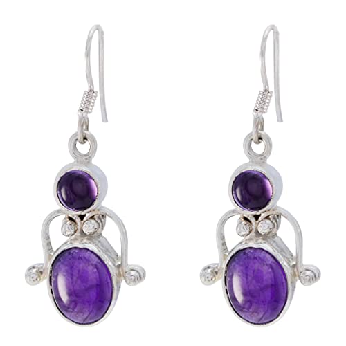 Boucle d'oreille en argent 925 améthyste violette pour femme