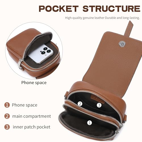 Image of Genuine Leather Crossbody Bags for Women, Small Crossbody Bag for Women,Phone Purses with Adjustable Strap for Travel