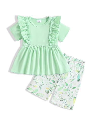 Image of Weebaby Toddler Girl Clothes Baby Summer Outfits Sleeveless Halter Top Ruffle Short Set Cute Kids Clothes Girls
