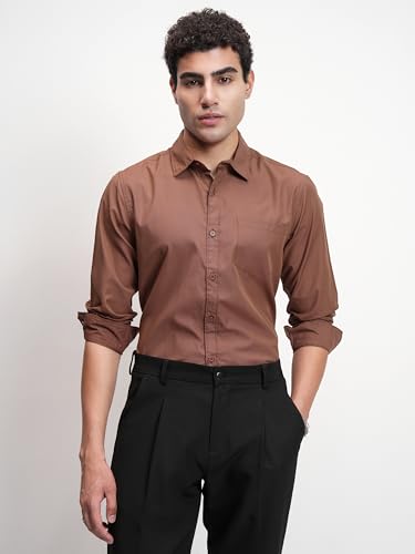 Image of Highlander Men's Casual Shirt | Solid | Slim Fit | Button Closure | Bold Hue for A Stylish & Modern Look