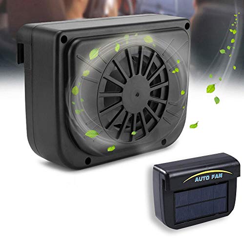 MASO - Ventilador Portatil Coche, Mini aire acondicionado de energía solar, ventilador frío para ventana de coche, color negro