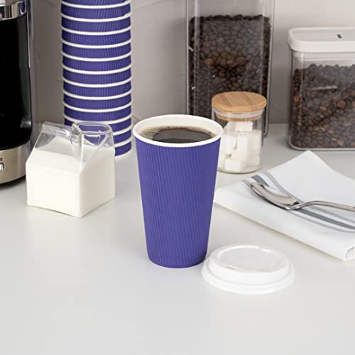 image for Restaurantware Insulated Paper Coffee Cups - Ripple Wall - Royal Purpl