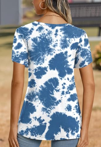 Image of CATHY 2026 Women Tops Summer Short Sleeve Tunic V Neck T-Shirts Loose Casual Floral Blouse S-4XL