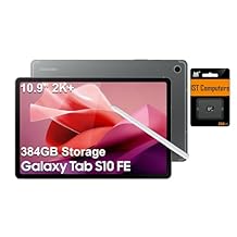 Samsung Galaxy Tab S10 FE AI Android Tablet 10.9" 2K+ 90Hz Touchscreen, 8-Core, 8GB RAM, 384GB Storage 128GB+256GB SD Card, S Pen, Long Battery Life, Dual Cameras, Ultra Light, SM-X520